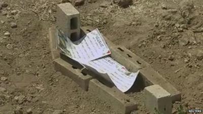 Close up of grave of 18-month-old Palestinian boy killed in suspected arson attack in Nablus