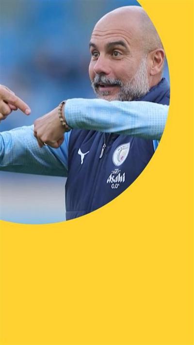 Pep Guardiola pointing at his wrist, seemingly asking about time, during a match
