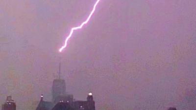 Lightning strike hits One World Trade Center