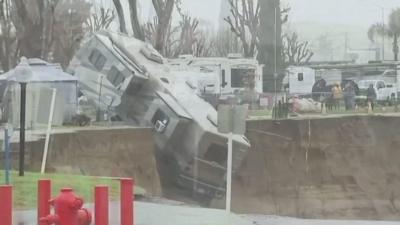 Motorhome falls into river