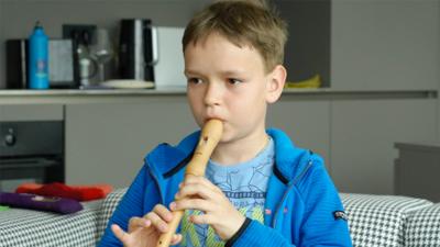 Gleb playing the recorder