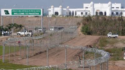 Gurdwara Darbar Sahib Kartarpur behind wire fence