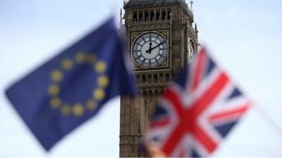 British and EU flag with Big Ben