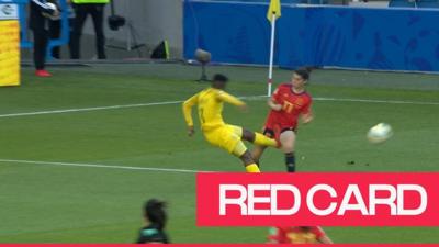 Vilakazi sees red and Spain get a penalty after Garcia challenge