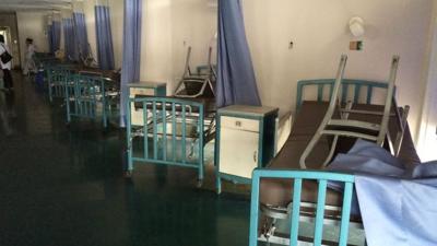 An empty ward at Caracas University Hospital.