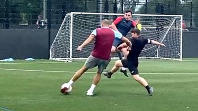 Bobby Zamora taking a shot at goal