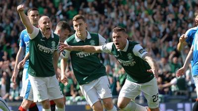 David Gray (left) and Anthony Stokes both scored for Hibernian