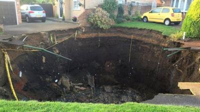 'Sinkhole' on Fontmell Close, St Albans