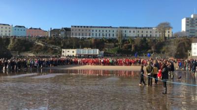 Swimmers line up for Tenby's Boxing Day swim