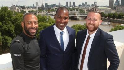 British Transport Police officers PC Leon McLeod and PC Wayne Marques, and Metropolitan Police officer PC Charles Guenigault