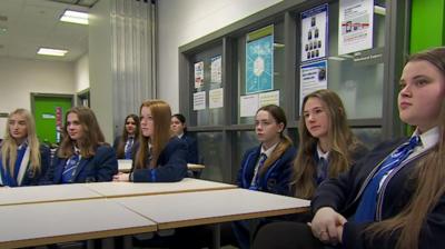 Pupils at Belfast's Ashfield School listening to a teacher