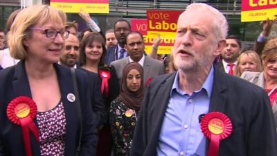 Jeremy Corbyn celebrates by-election victory