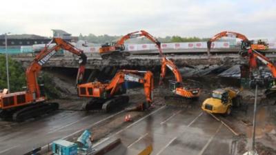 Walsall M6 bridge demolition