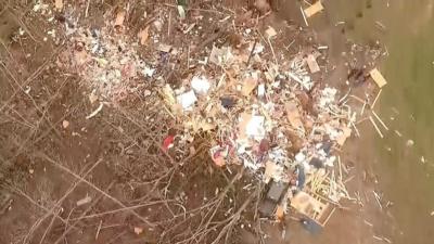 Aerial of destruction in Opelika, Alabama