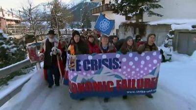 protesters at Davos