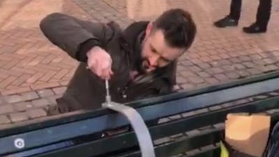 Man filmed on Instagram removing device on park bench