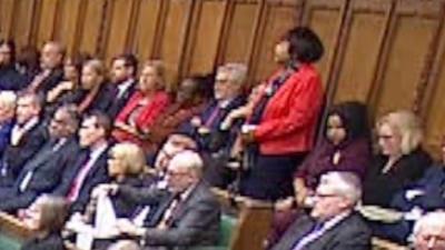 Diane Abbott standing in House of Commons