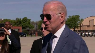 The US President spoke to reporters before embarking on his flight to Northern Ireland.