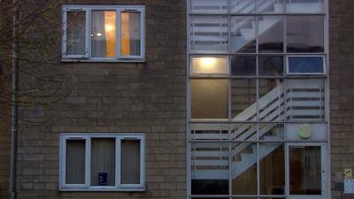 Exterior of apartments at sunset