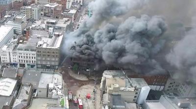 Belfast fire drone footage