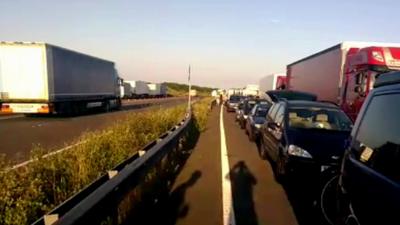 Queues on the A20 outside Dover