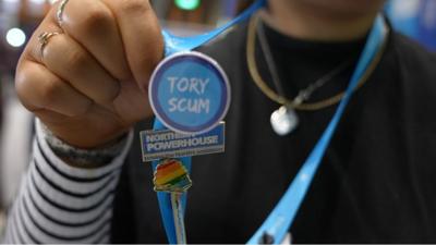 'Tory scum' badge