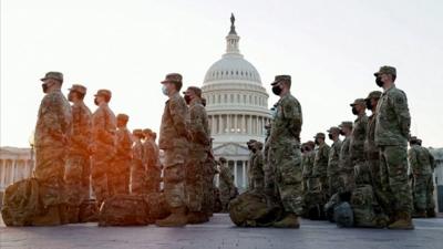 National guard troops at the US Capitol