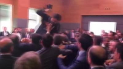 Brawl at Turkish parliament