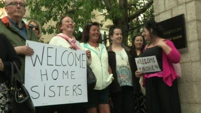 Supporters welcome Magdalene survivors to Dublin