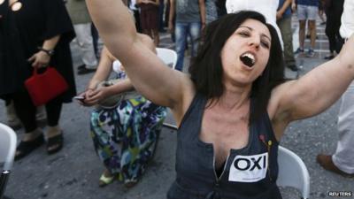 "No" vote supporter celebrating referendum result