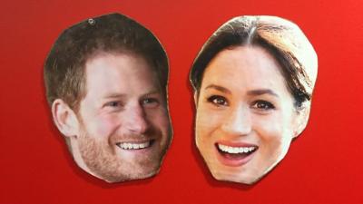 Cut-outs of Prince Harry and Meghan Markle