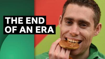 Ireland sprinter Jason Smyth with one of his six Paralympic gold medals