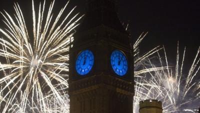 Fireworks around Big Ben