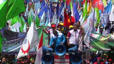 Demonstrators in Indonesia