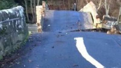 Pooley Bridge collapses in Cumbria floods