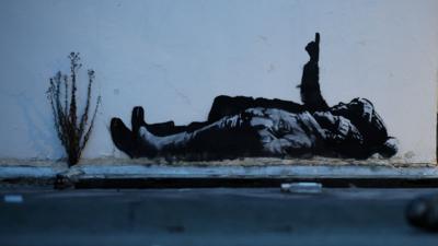 A new mural by anonymous artist Banksy, in Bayswater, London,