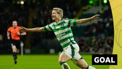 Celtic's Daizen Maeda celebrates scoring against Dundee