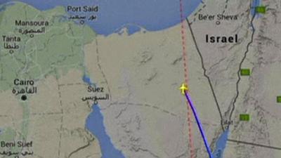 Graphic of plane's flight path