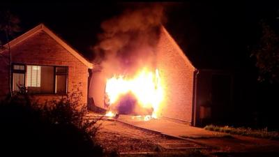 Van of fire following arson attack in Brightlingsea.