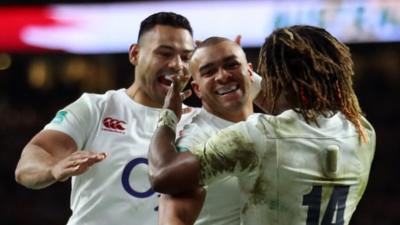 England celebrate against Australia