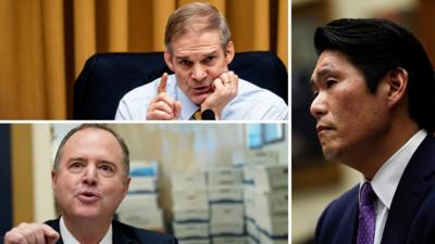 Republican Representative Jim Jordan, Democratic Representative Adam Schiff and former special counsel Robert Hur