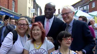 Frank Bruno and Norman Lamb in North Walsham