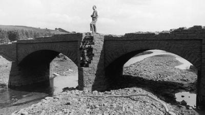 This bridge in the Llwyn-On Reservoir had been submerged for 50 years but reappeared due to low water levels