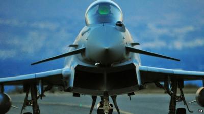 A RAF Eurofighter Typhoon arrives at RAF Akrotiri in Cyprus, to bolster the number of jets at the base which began the first British bombing runs over Syria.