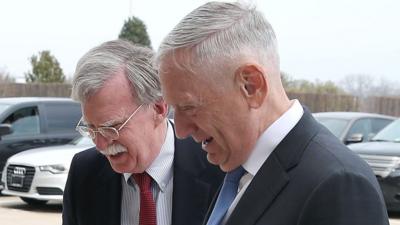 John Bolton and James Mattis at the Pentagon