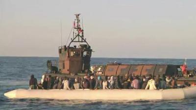 Boat carrying migrants