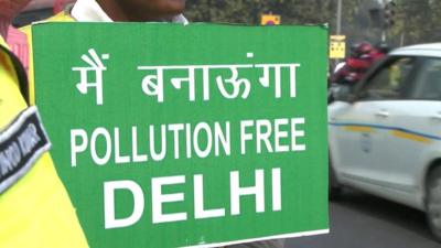 Pollution-free sign in Delhi