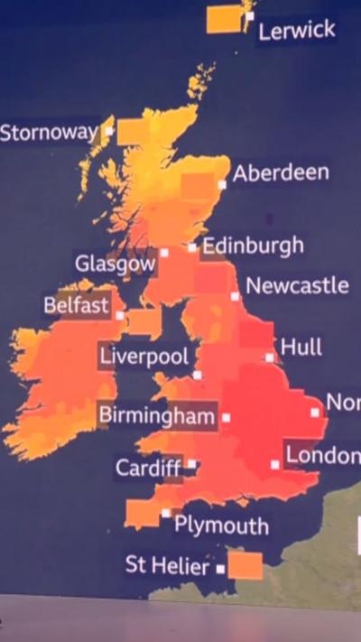 A weather map of the UK