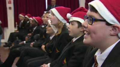 Pupils singing in school