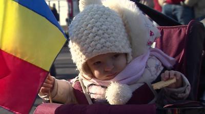 Baby at the Bucharest protest